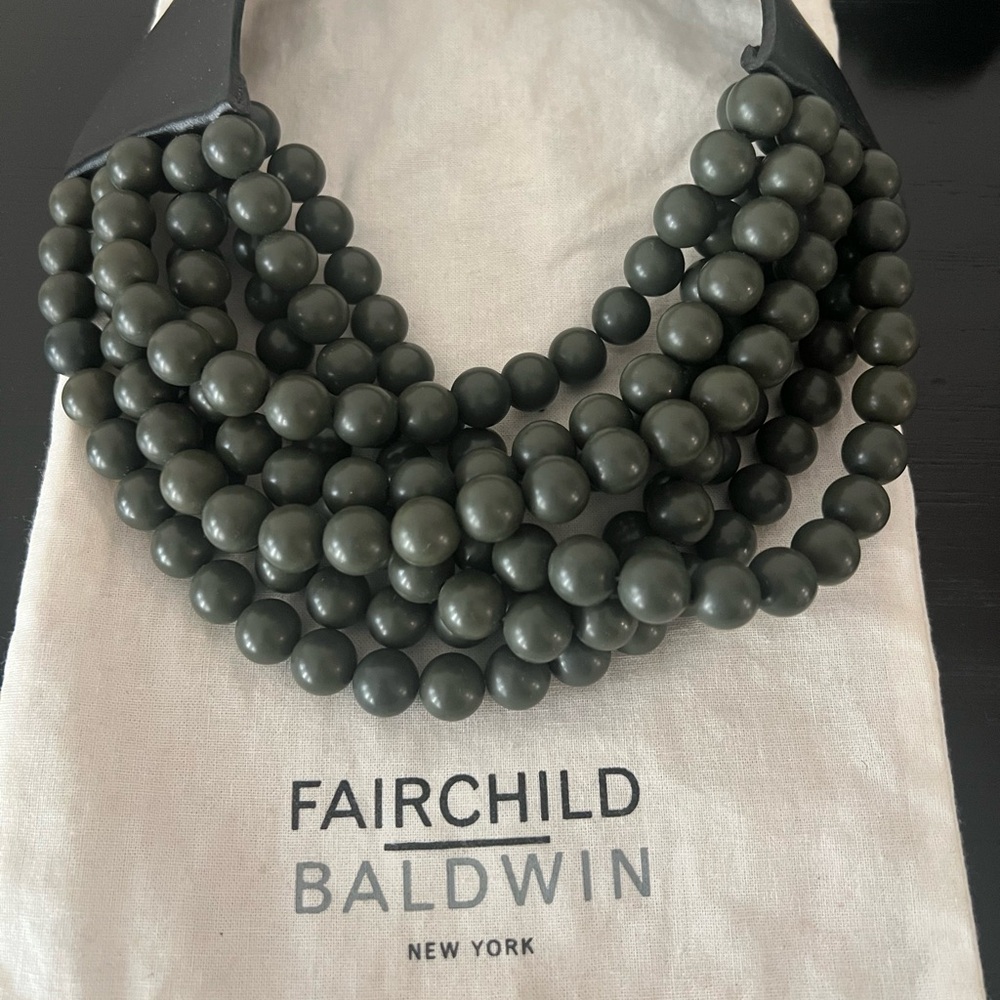 Fairchild Baldwin Olive Green Beaded Necklace